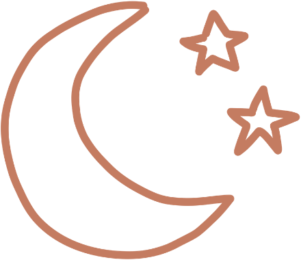 Moon and stars icon for overnight rest and recovery support